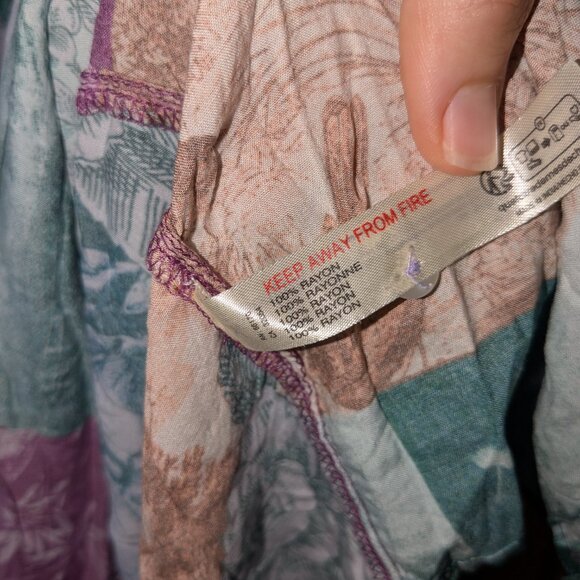 Anthropologie Flutter Sleeve Printed PJ Dress Size 2X Patchwork PJ Mini Collar - Picture 10 of 13